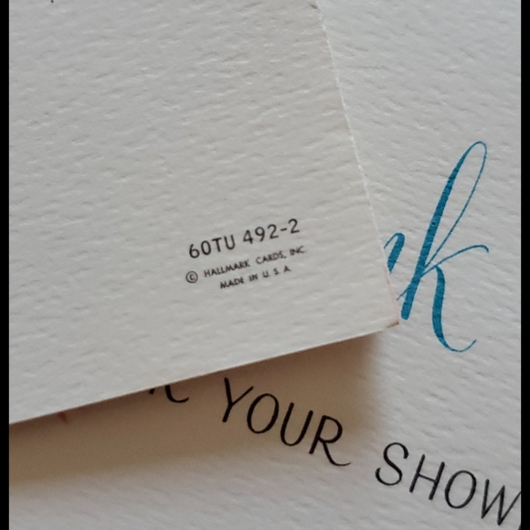 VINTAGE unused Shower Gift Thank You cards 6 pcs. HALLMARK retro 50s 60s graphic - Picture 6 of 7